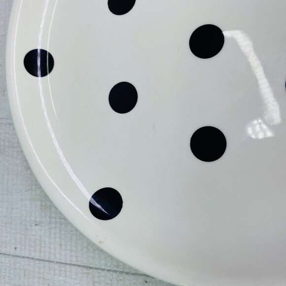 Coastline Imports White Black Polka Dots Earthenware 8" Round Plates Set of 4 - Picture 14 of 16